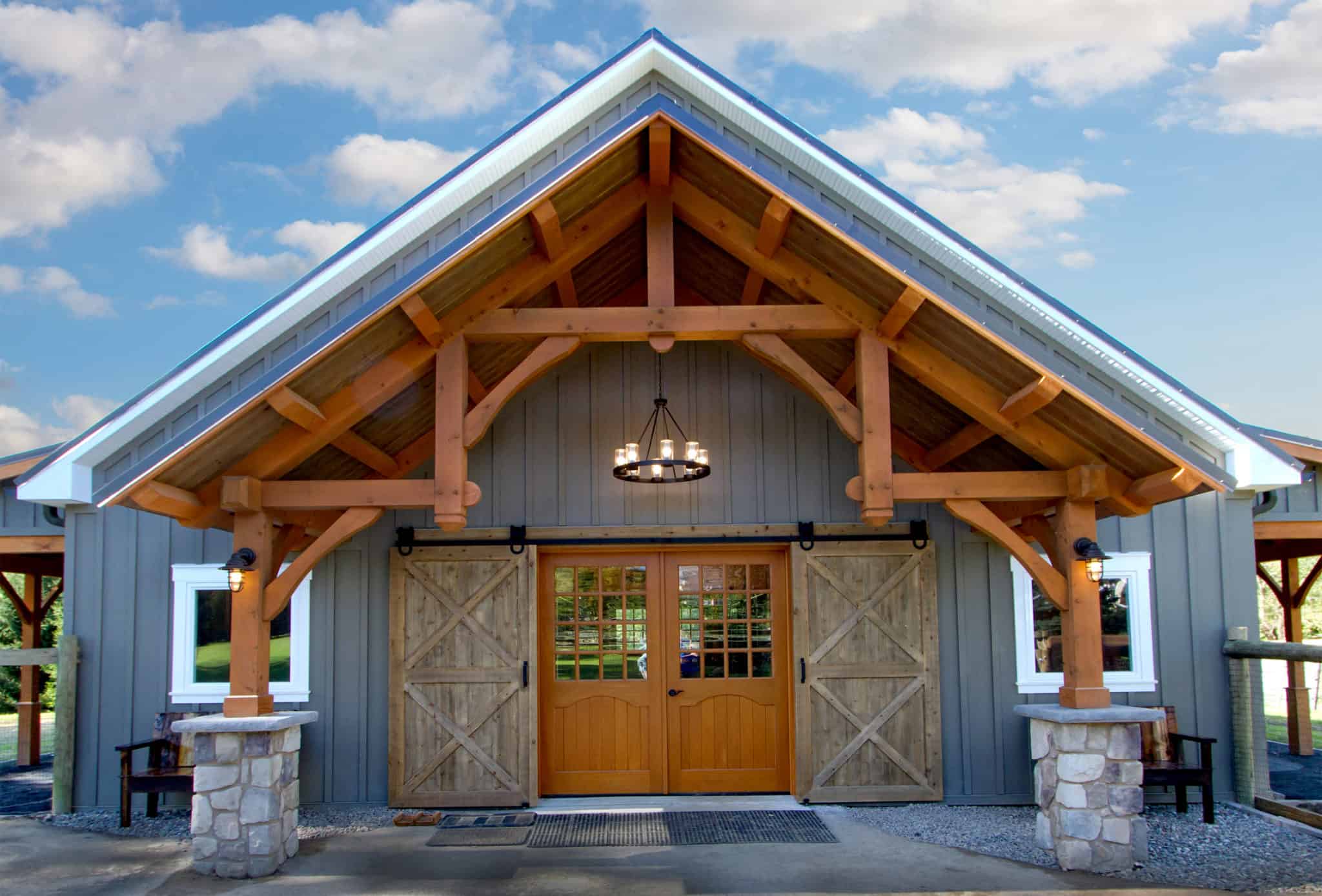 horse stalls mass timber grand entryway