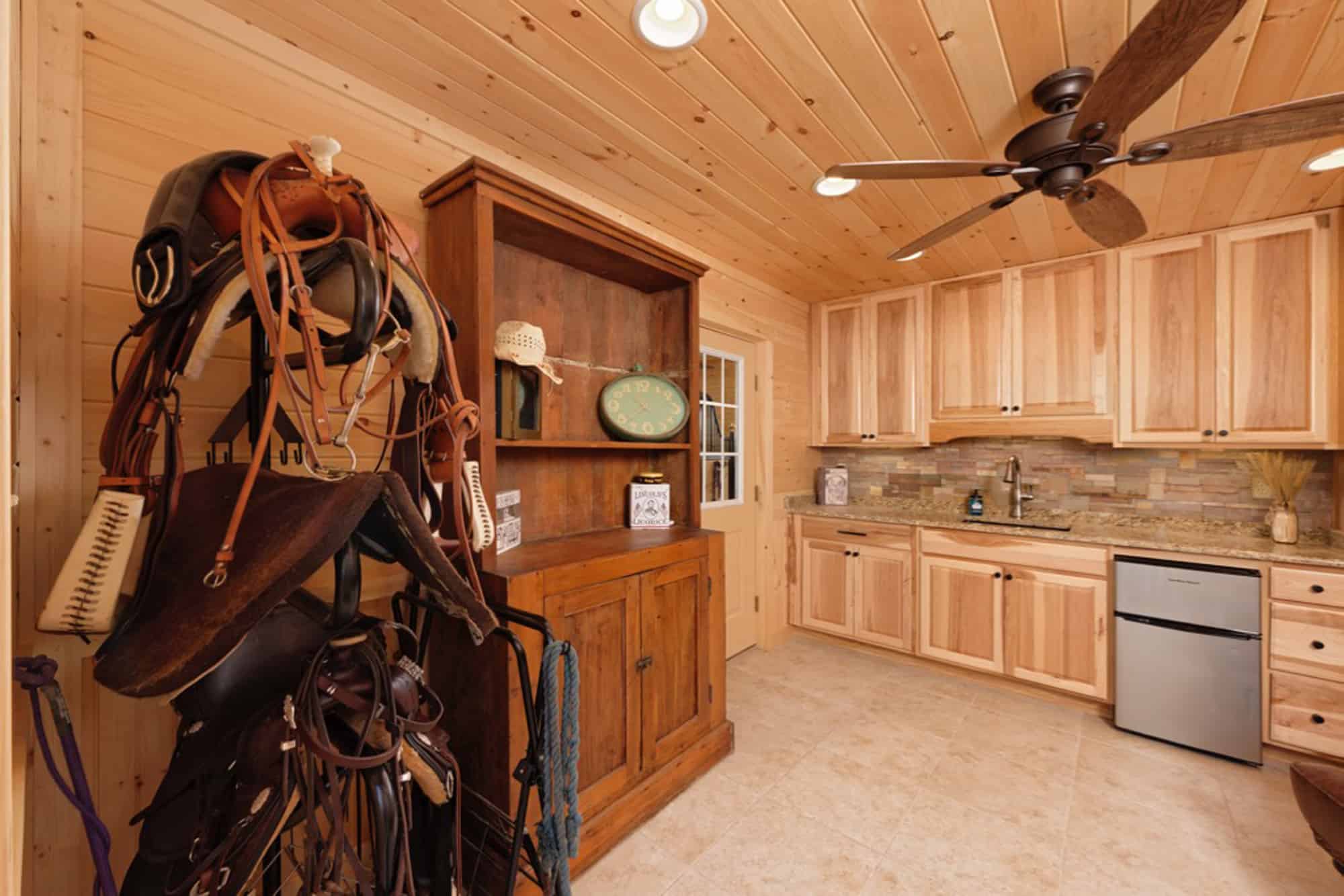 tack room kitchenette ceiling fan saddle