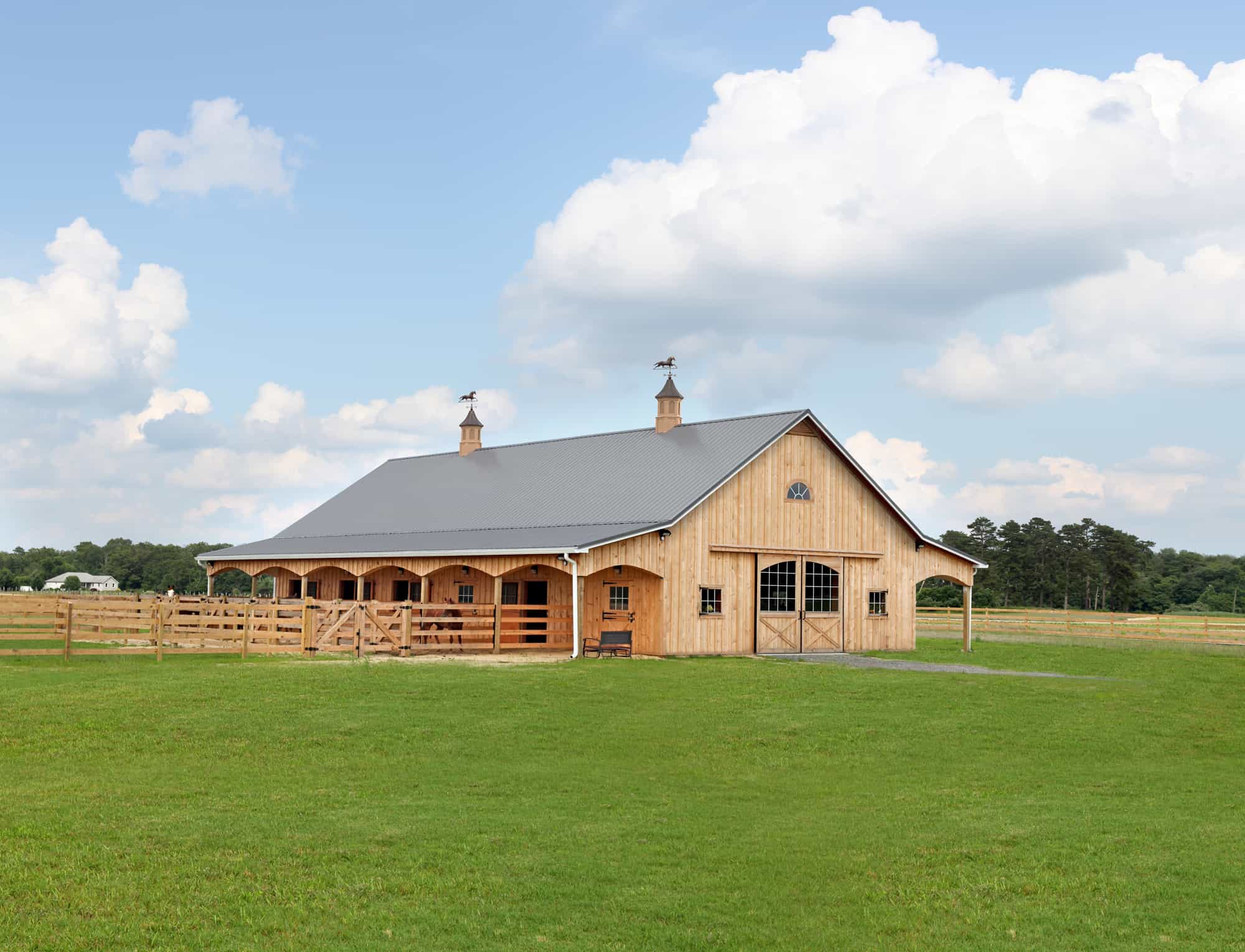 natural wood cupola barn door horse stalls