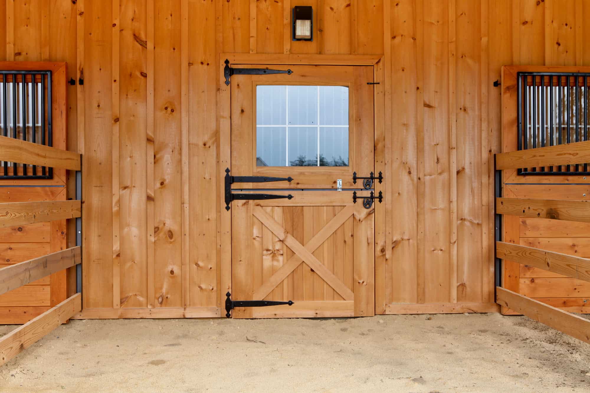 white pine horse stalls dutch door