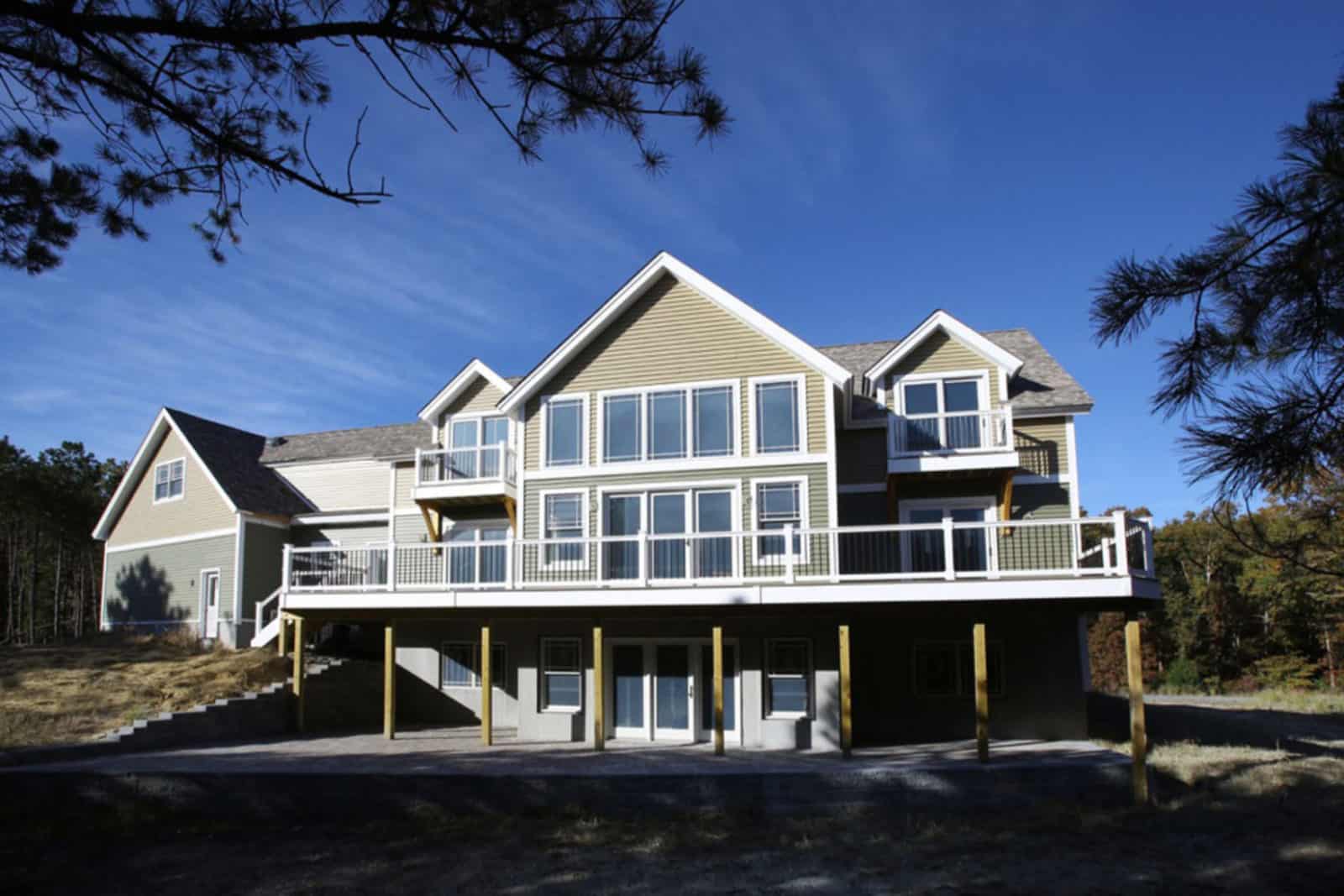 huge deck mass timber window wall