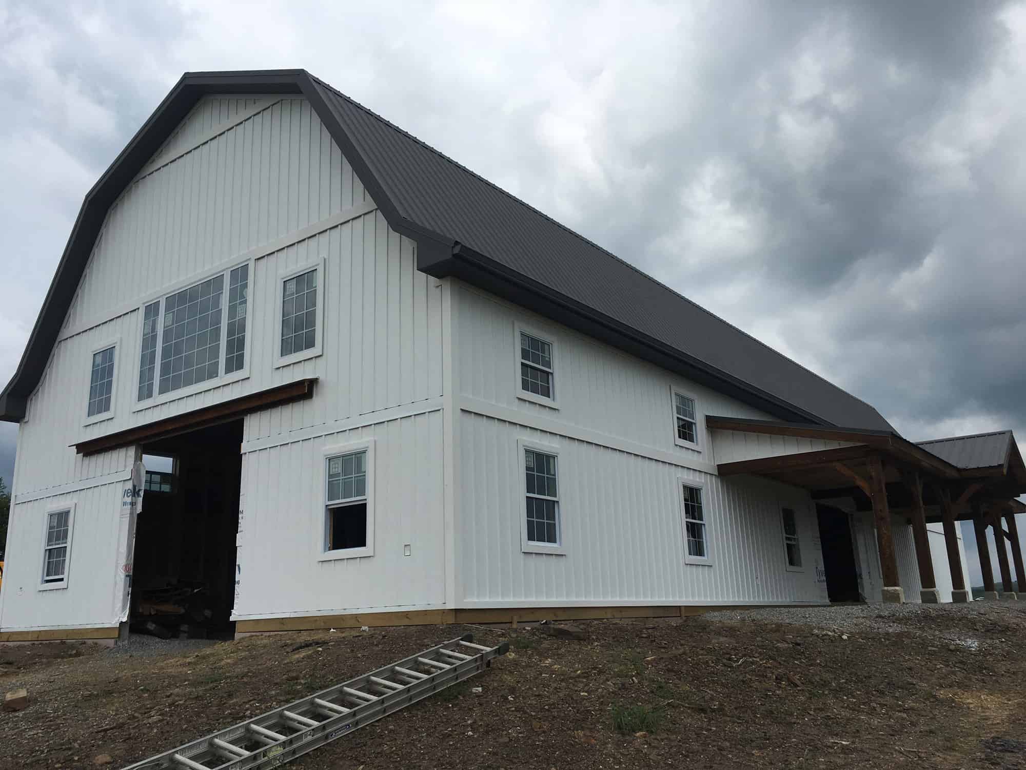 party barn metal roof mass timber