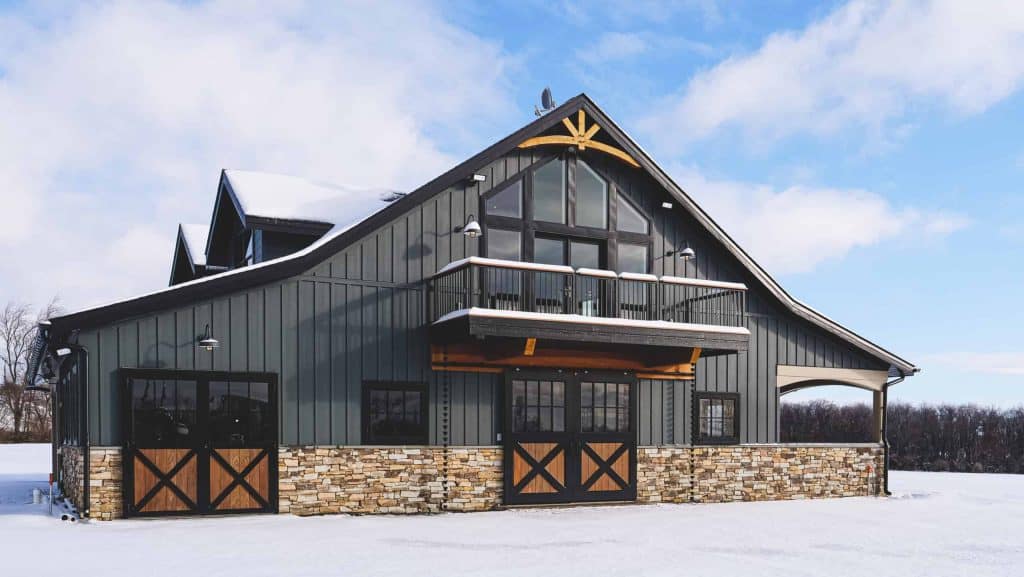 Stylish black and wood exterior, mountain-style architecture, perfect for custom home builds or renovations.