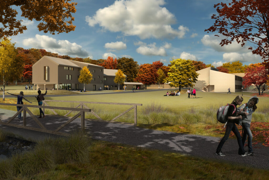 rending of what passive house dormitory for solebury school will look like after completion 