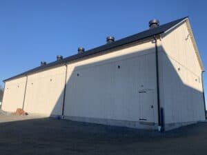 newly constructed barn built to resemble the old tobacco shed that would have been on the property historically