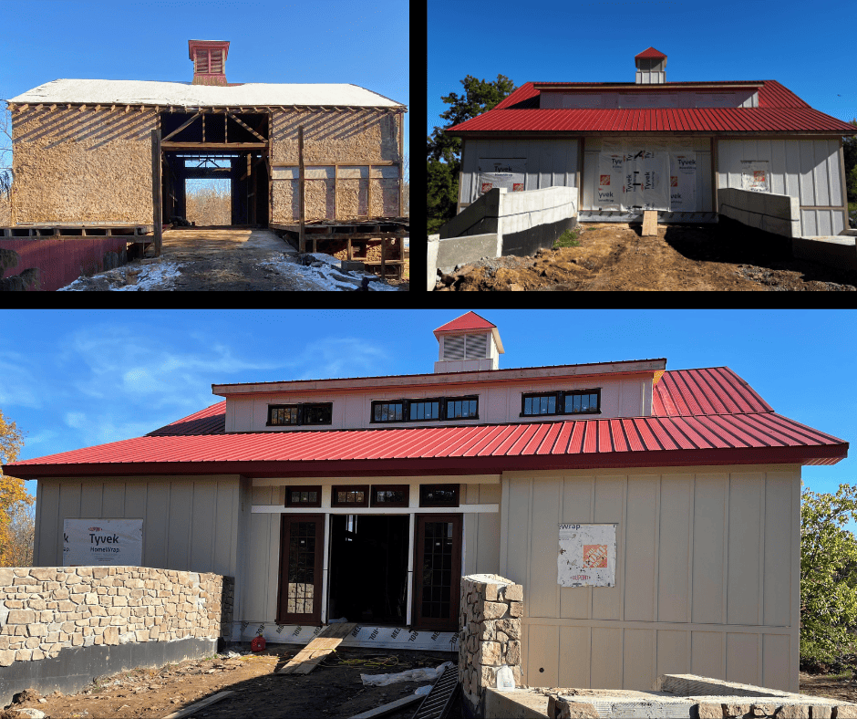 3 stages of barn restoration project