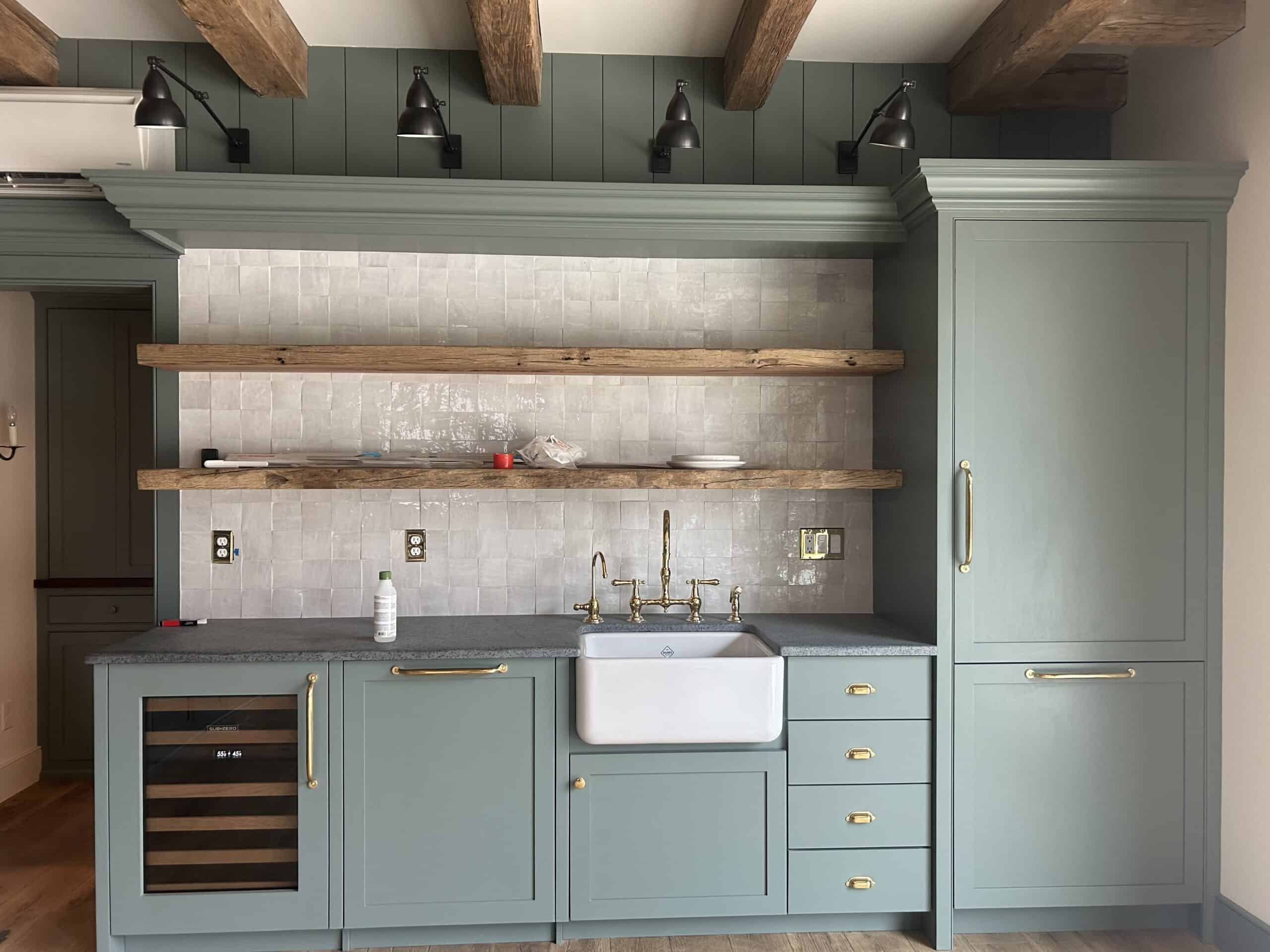 Kitchen in timber frame pool house Kitchen in timber frame pool house