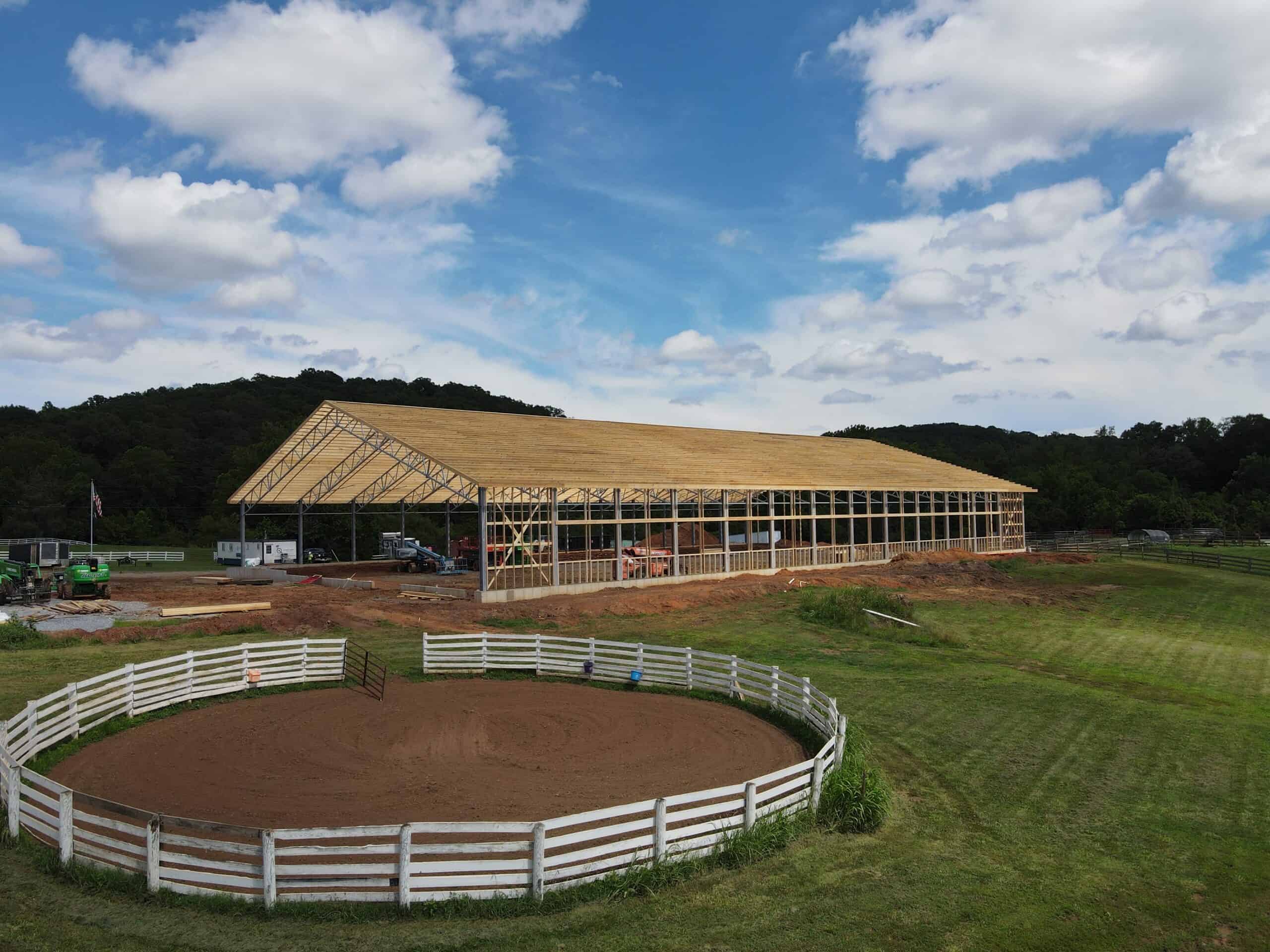 Indoor riding arena construction construction of indoor riding arena for horseback riding