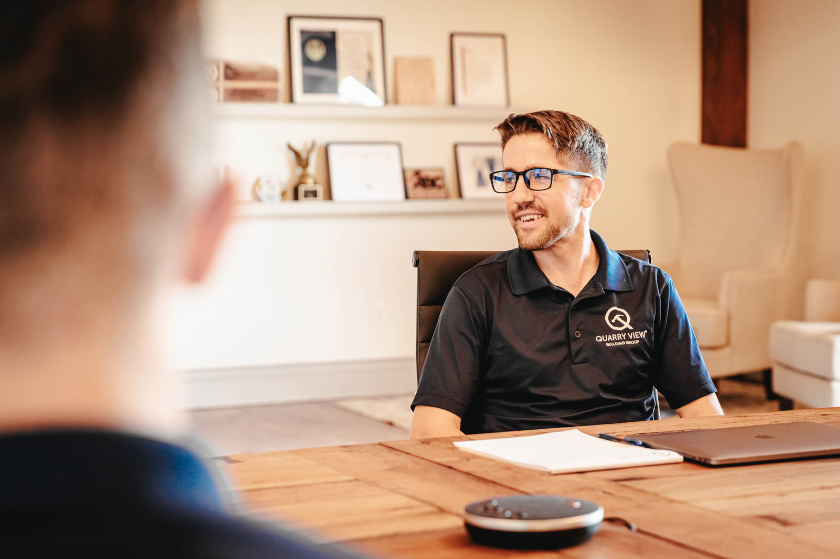 quarry view employees reviewing preconstruction plans together