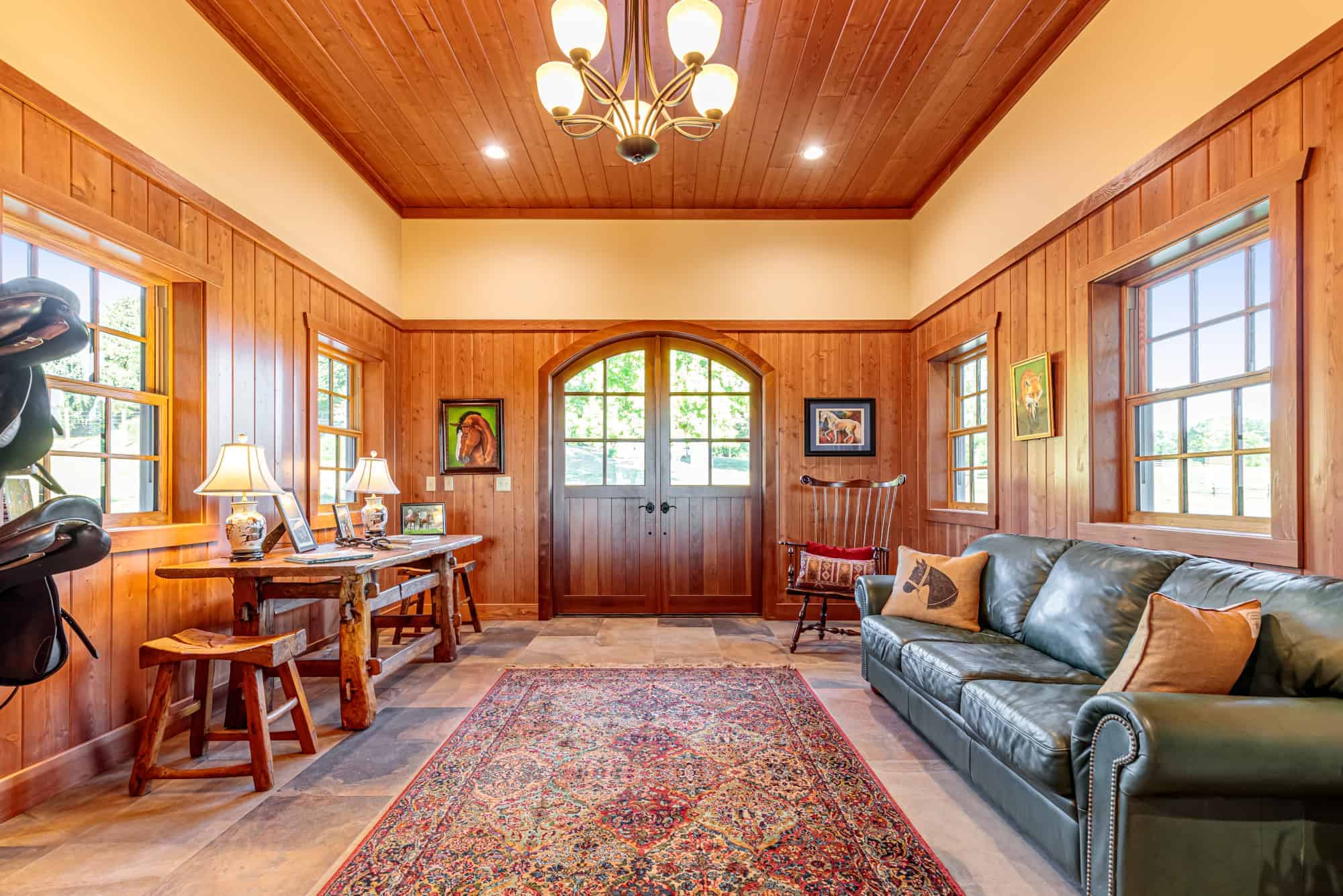 Inviting interior with warm wood accents, natural light, and comfortable seating for relaxing.