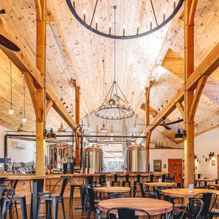 Bright Industrial Brewery Interior.